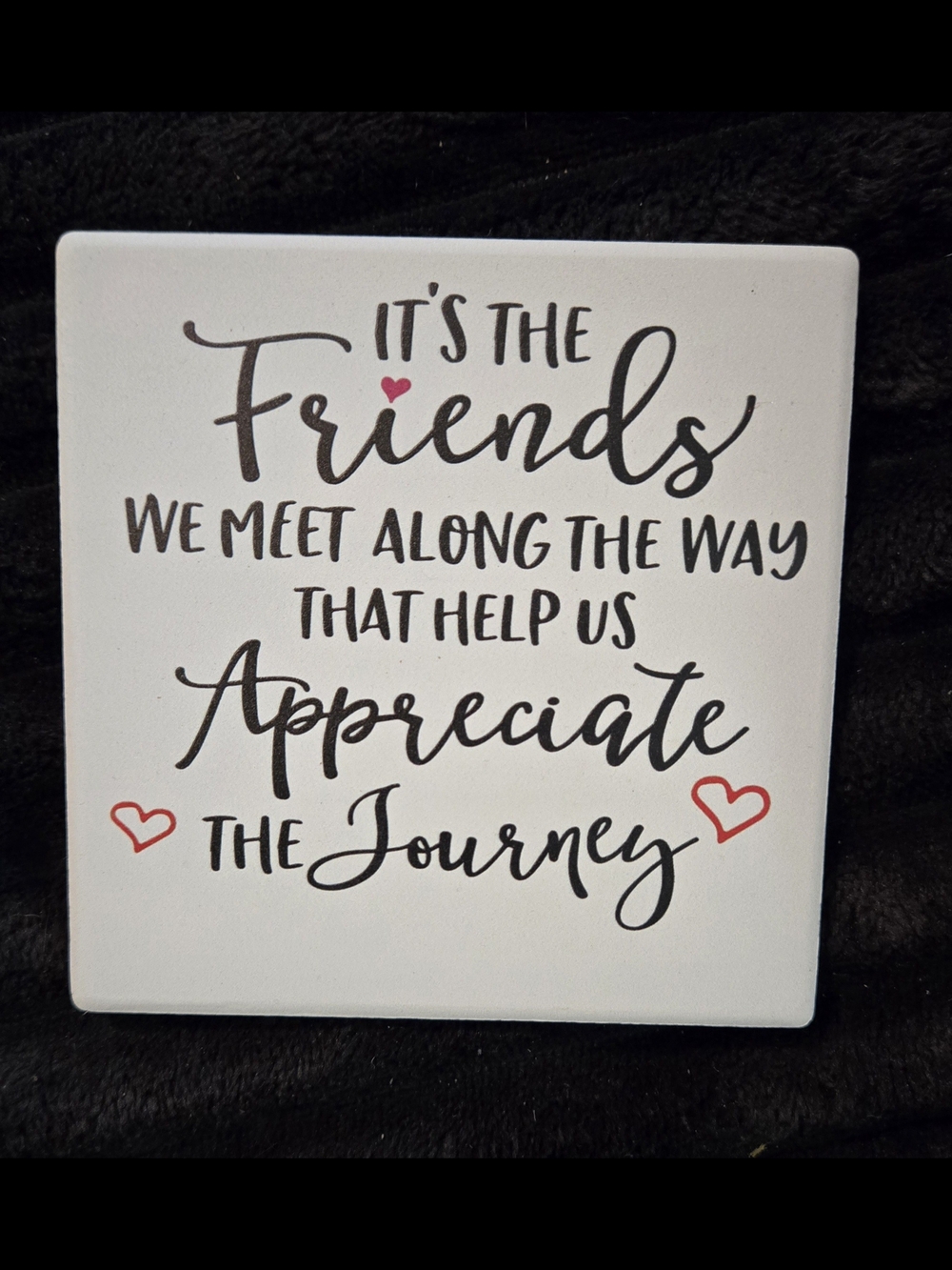 Inspirational Friends Quote Wall Plaque - White with Red Accents